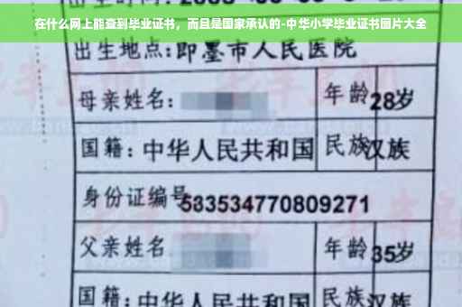 在什么网上能查到毕业证书，而且是国家承认的-中华小学毕业证书图片大全