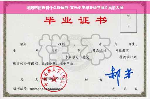 潮阳站附近有什么好玩的-文光小学毕业证书图片高清大图