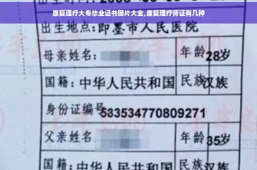 康复理疗大专毕业证书图片大全,康复理疗师证有几种