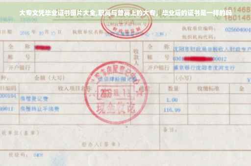 大专文凭毕业证书图片大全,职高与普高上的大专，毕业后的证书是一样的吗