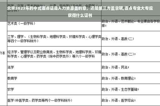 北京2023年的中式面点证是人力资源盖的章，还是第三方盖章呢,面点专业大专应获得什么证书