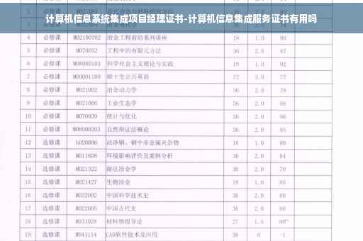 计算机信息系统集成项目经理证书-计算机信息集成服务证书有用吗