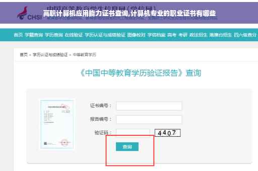 高职计算机应用能力证书查询,计算机专业的职业证书有哪些