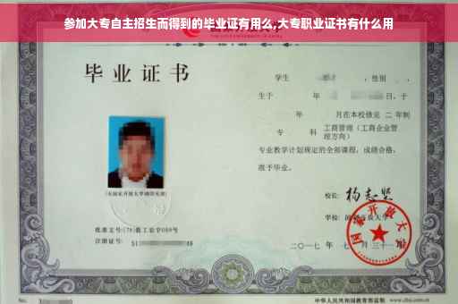 参加大专自主招生而得到的毕业证有用么,大专职业证书有什么用