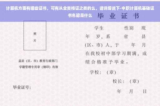 计算机方面有哪些证书,可有从业资格证之类的么,请详细说下-中职计算机基础证书名称是什么 计算机方面有哪些证书,可有从业资格证之类的么,请详细说下-中职计算机基础证书名称是什么