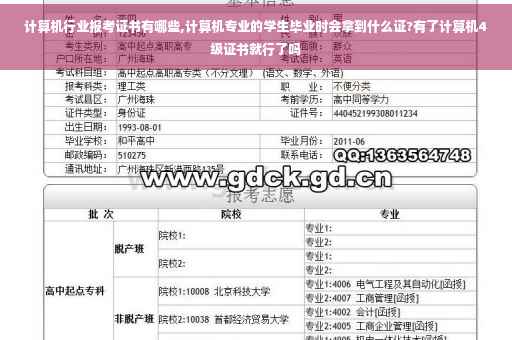计算机行业报考证书有哪些,计算机专业的学生毕业时会拿到什么证?有了计算机4级证书就行了吗