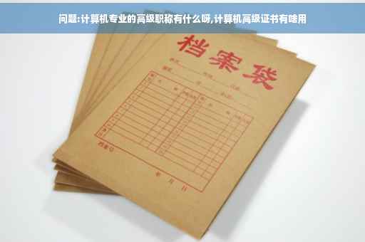 问题:计算机专业的高级职称有什么呀,计算机高级证书有啥用