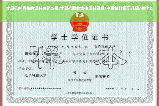 计算机所具备的证书有什么用,计算机职业资格证书四级/中级技能属于几级?有什么用吗