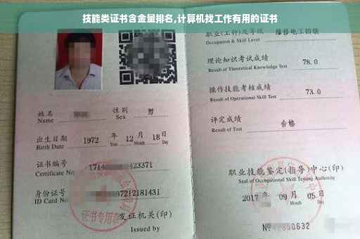 技能类证书含金量排名,计算机找工作有用的证书