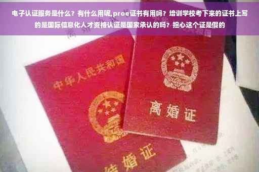 电子认证服务是什么？有什么用呢,proe证书有用吗？培训学校考下来的证书上写的是国际信息化人才资格认证是国家承认的吗？担心这个证是假的