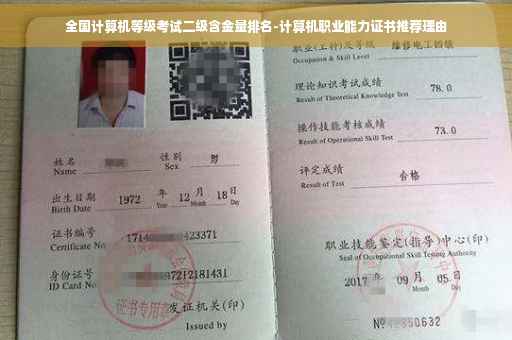 全国计算机等级考试二级含金量排名-计算机职业能力证书推荐理由