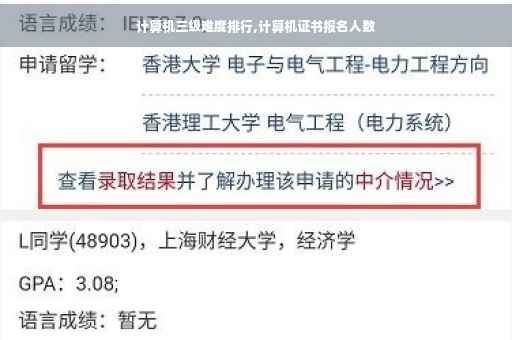 计算机三级难度排行,计算机证书报名人数