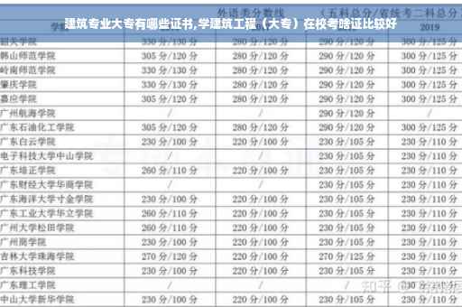 建筑专业大专有哪些证书,学建筑工程（大专）在校考啥证比较好