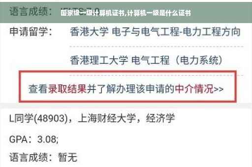 国家级一级计算机证书,计算机一级是什么证书