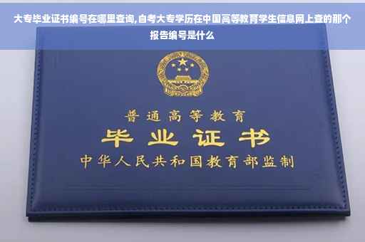 大专毕业证书编号在哪里查询,自考大专学历在中国高等教育学生信息网上查的那个报告编号是什么