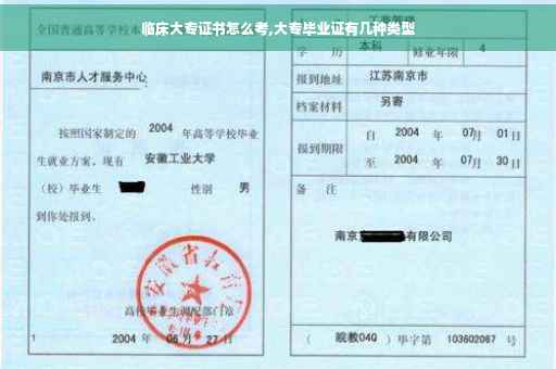 临床大专证书怎么考,大专毕业证有几种类型
