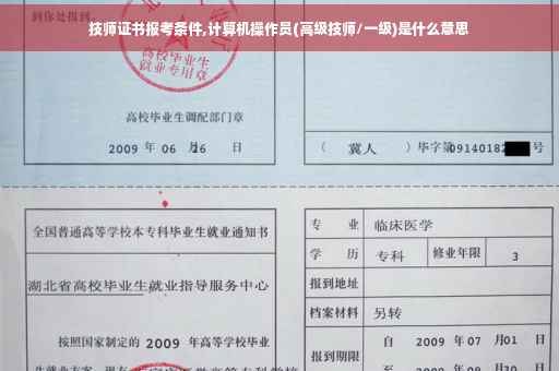 技师证书报考条件,计算机操作员(高级技师/一级)是什么意思