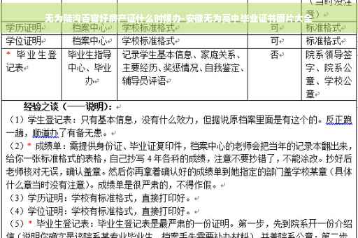 无为陡沟百官圩房产证什么时候办-安徽无为高中毕业证书图片大全
