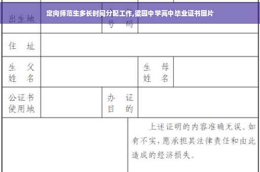 定向师范生多长时间分配工作,梁园中学高中毕业证书图片
