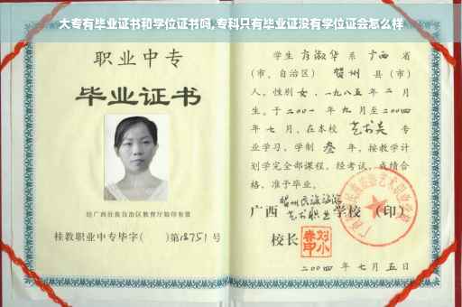 大专有毕业证书和学位证书吗,专科只有毕业证没有学位证会怎么样