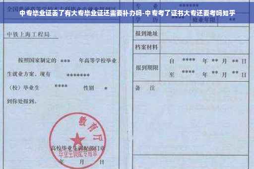 中专毕业证丢了有大专毕业证还需要补办吗-中专考了证书大专还要考吗知乎