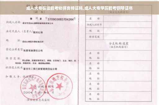 成人大专在读能考幼师资格证吗,成人大专学历能考钢琴证书