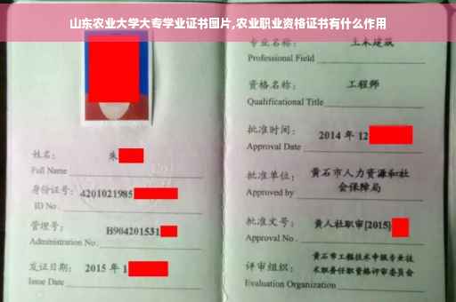 山东农业大学大专学业证书图片,农业职业资格证书有什么作用