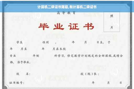 计算机二级证书简称,有计算机二级证书