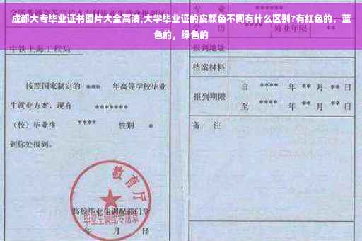 成都大专毕业证书图片大全高清,大学毕业证的皮颜色不同有什么区别?有红色的，蓝色的，绿色的
