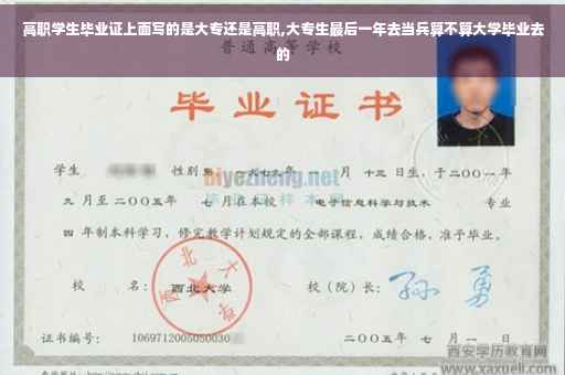 高职学生毕业证上面写的是大专还是高职,大专生最后一年去当兵算不算大学毕业去的