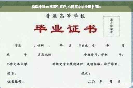 卖房标题30字吸引客户,心湖高中毕业证书图片