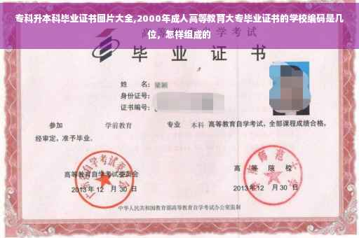 专科升本科毕业证书图片大全,2000年成人高等教育大专毕业证书的学校编码是几位，怎样组成的