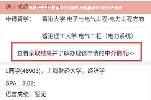 驾驶证查不到档案是什么原因,计算机证书为什么还没发