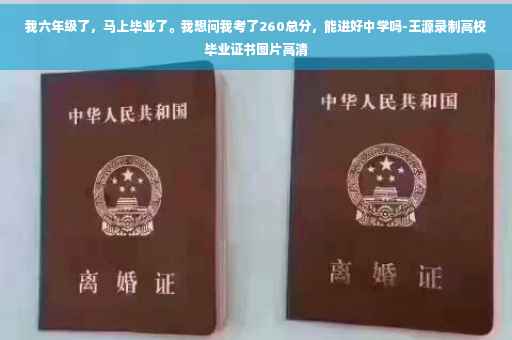 我六年级了，马上毕业了。我想问我考了260总分，能进好中学吗-王源录制高校毕业证书图片高清