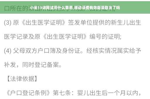小米13进网试用什么意思,移动话费有效期是取消了吗