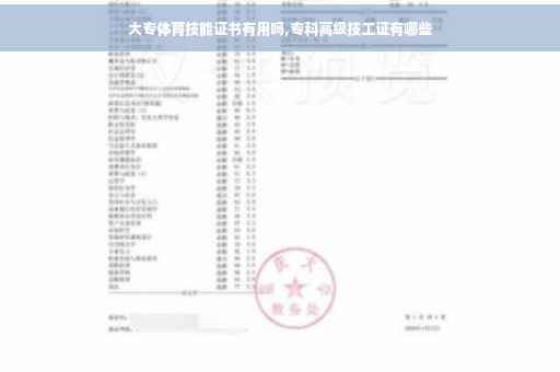 大专体育技能证书有用吗,专科高级技工证有哪些