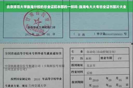 北京师范大学珠海分校的毕业证和本部的一样吗-珠海电大大专毕业证书图片大全