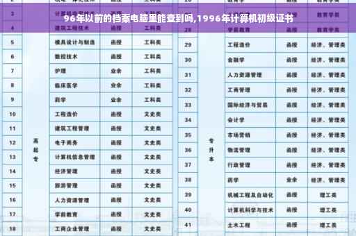 96年以前的档案电脑里能查到吗,1996年计算机初级证书