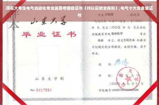 现在大专生电气自动化专业需要考哪些证书（对以后就业有利）,电气十大含金量证书