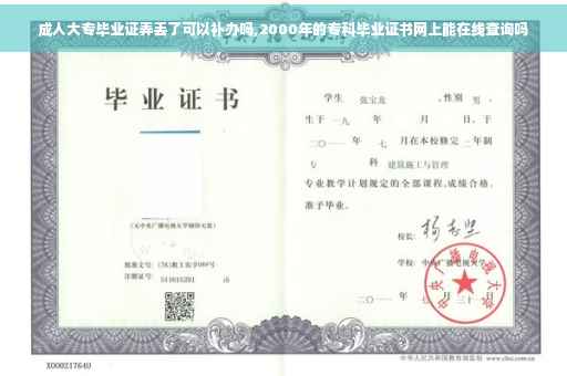 成人大专毕业证弄丢了可以补办吗,2000年的专科毕业证书网上能在线查询吗