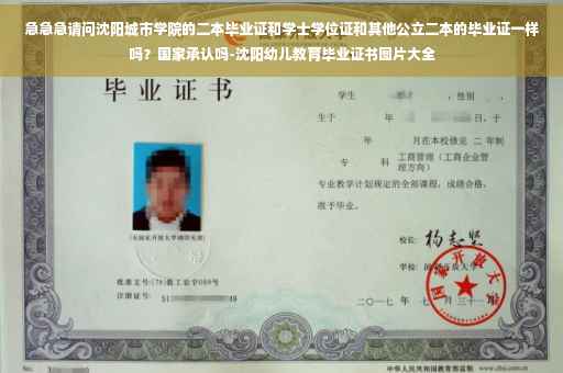 急急急请问沈阳城市学院的二本毕业证和学士学位证和其他公立二本的毕业证一样吗？国家承认吗-沈阳幼儿教育毕业证书图片大全