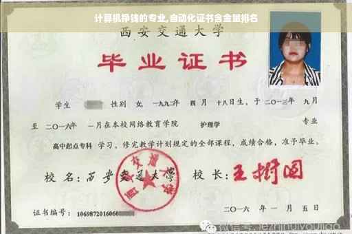 计算机挣钱的专业,自动化证书含金量排名