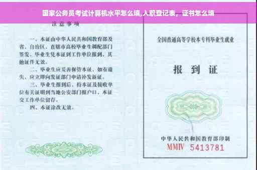 国家公务员考试计算机水平怎么填,入职登记表，证书怎么填