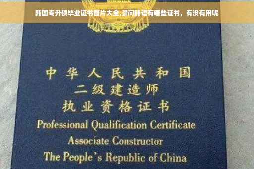 韩国专升硕毕业证书图片大全,请问韩语有哪些证书，有没有用呢