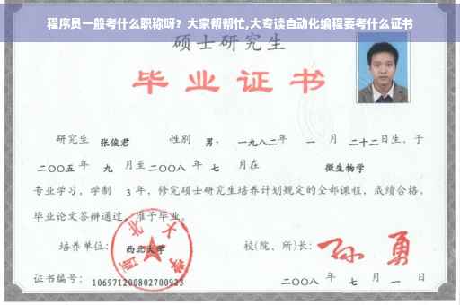 程序员一般考什么职称呀？大家帮帮忙,大专读自动化编程要考什么证书