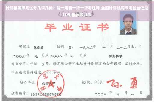 计算机等级考试分几级几类？是一定要一级一级考过吗,全国计算机等级考试最低是几级,最高是几级