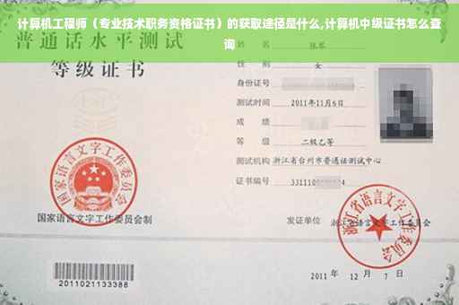 计算机工程师（专业技术职务资格证书）的获取途径是什么,计算机中级证书怎么查询