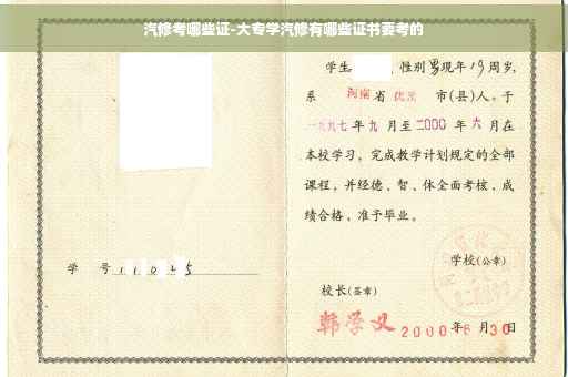 汽修考哪些证-大专学汽修有哪些证书要考的