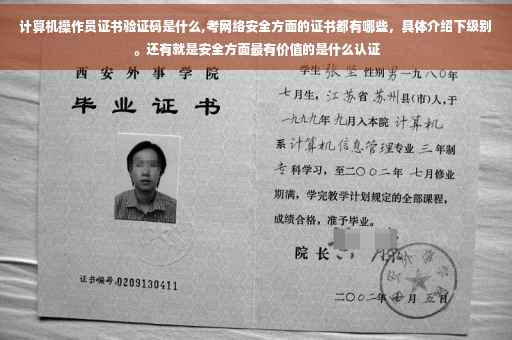 计算机操作员证书验证码是什么,考网络安全方面的证书都有哪些，具体介绍下级别。还有就是安全方面最有价值的是什么认证