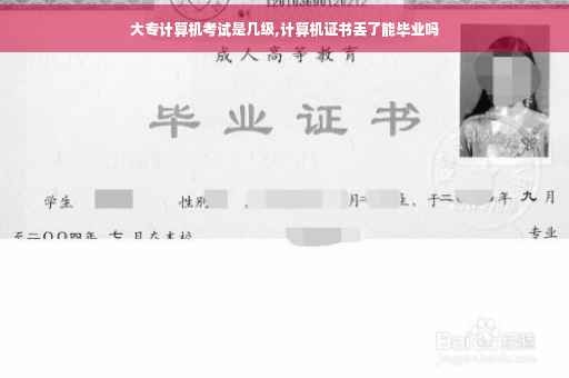 大专计算机考试是几级,计算机证书丢了能毕业吗